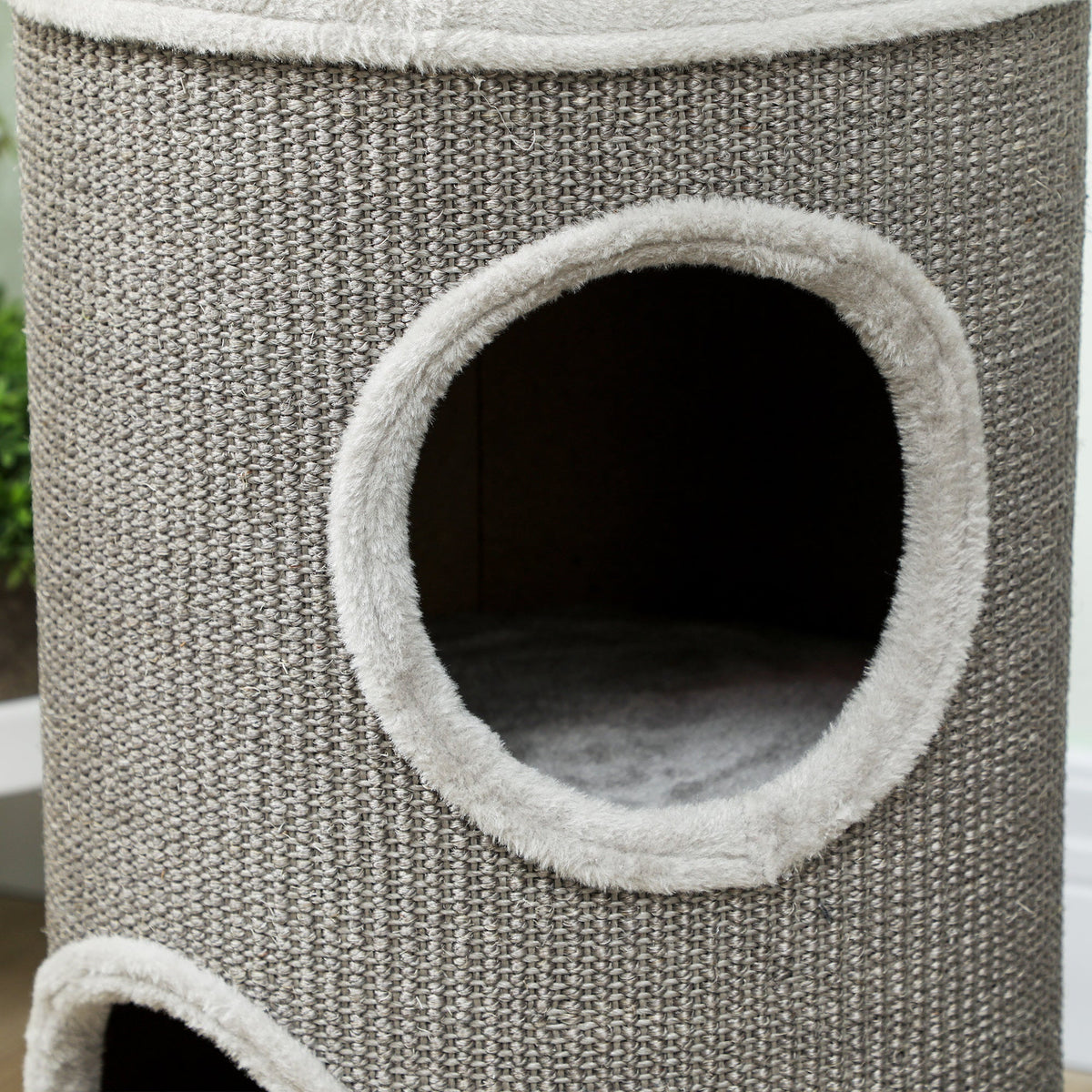Tonneau à Gratter pour Chat, Tour à Griffer, Arbre à Chat à 2 Couches en Sisal Naturel, Ø35x60cm, Gris Clair - Alma Nova Care