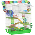 Hamster- en muizenkooi voor kleine knaagdieren met tunnel, voerbak, loopwiel en speelgoed 47 x 30 x 59 cm groen