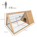 Clapier triangulaire de sol enclos extérieur niche double porte convient aux lapins poules tortue terrestre dim. 116L x 62,2l x 52,5H cm bois massif pin