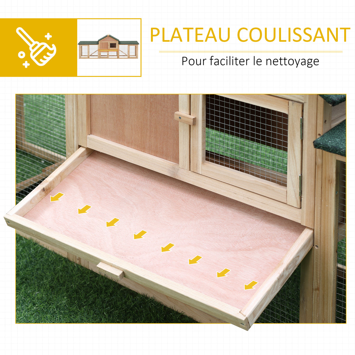 Clapier cage à lapins rongeurs XXL clapier nain 2 étages toit bitumé intégral tiroir déjection 210L x 45,5l x 84,5H cm bois massif pin pré-huilé